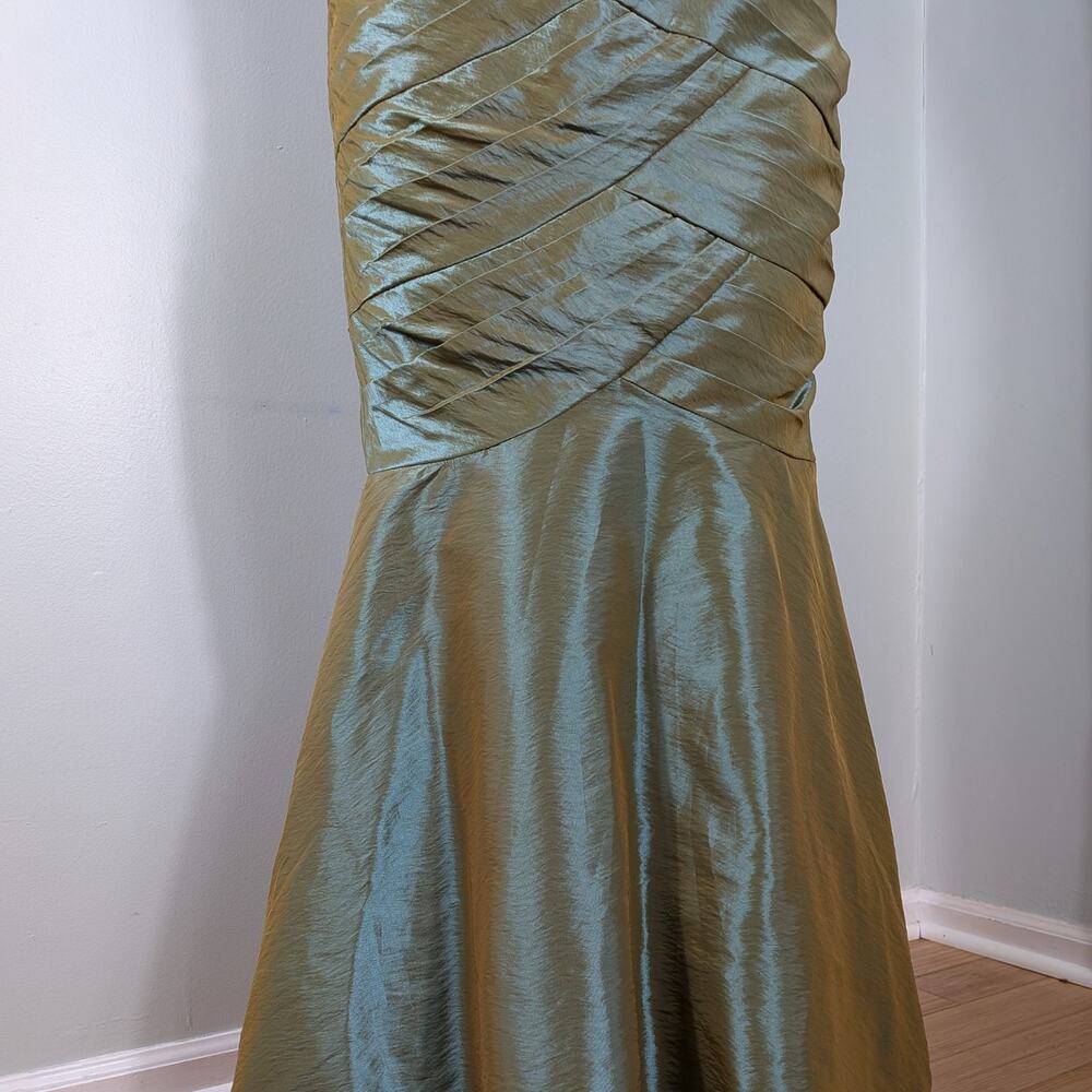 Vintage Prom Dress Maxi Gown 8 Green Mermaid Y2K Glam Princess Bead Empire Goth - Picture 7 of 15